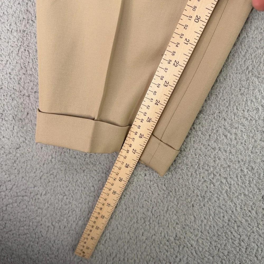 Polo Ralph Lauren Dress Pants Mens 34x28 Tan Pleated Virgin Wool Made in Italy